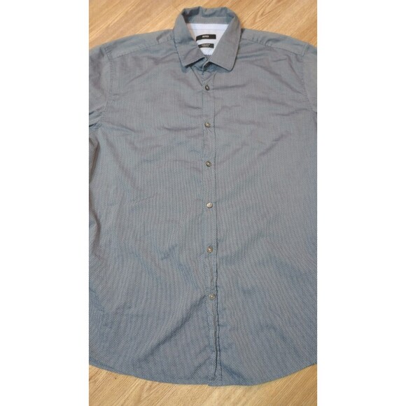 Hugo Boss Button Shirt Mens Extra Large XL Black Geometric Regular Fit Stretch - Picture 4 of 16